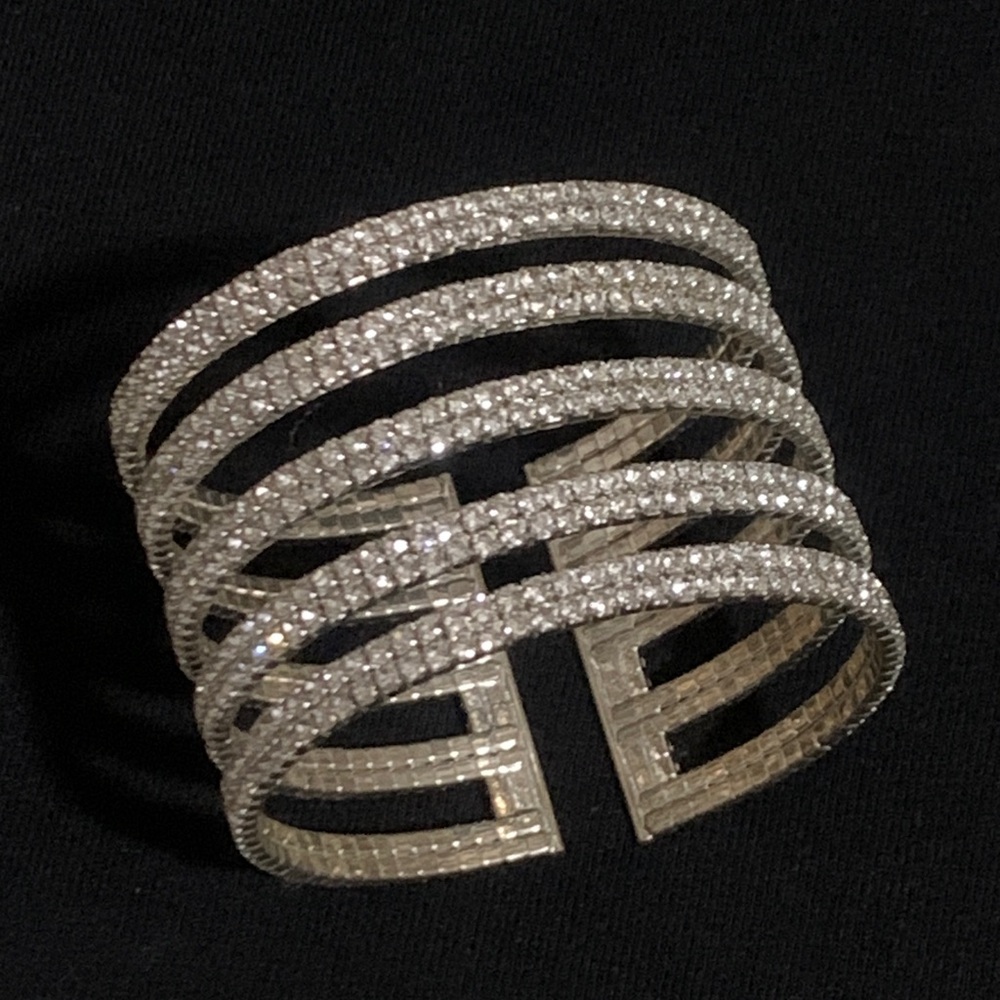 Rhinestone Sparkle Wide Cuff Bracelet